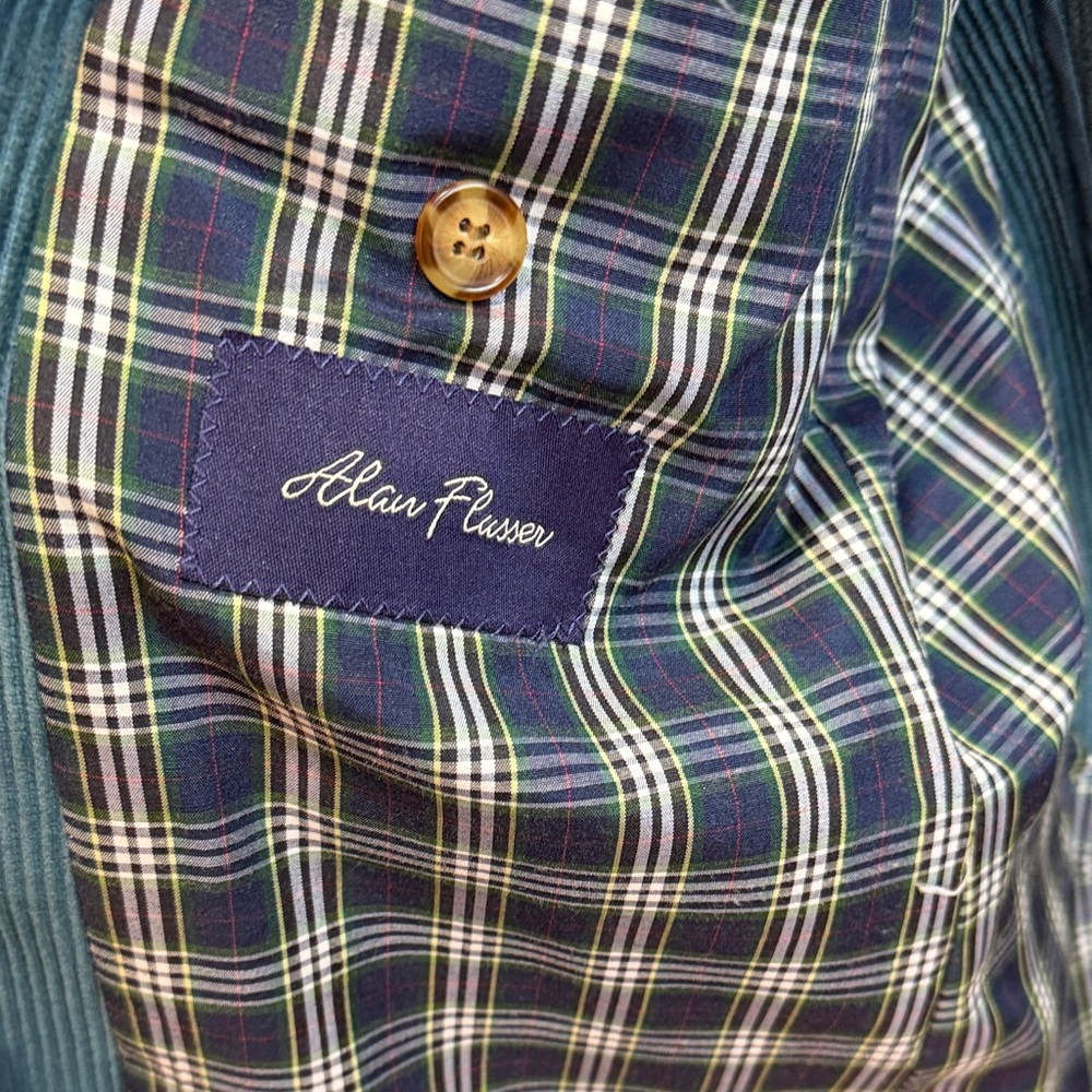 Alan Flusser Teal Corduroy Modern Fit Blazer - Picture 4 of 7